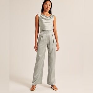 Sage Green Satin Trousers